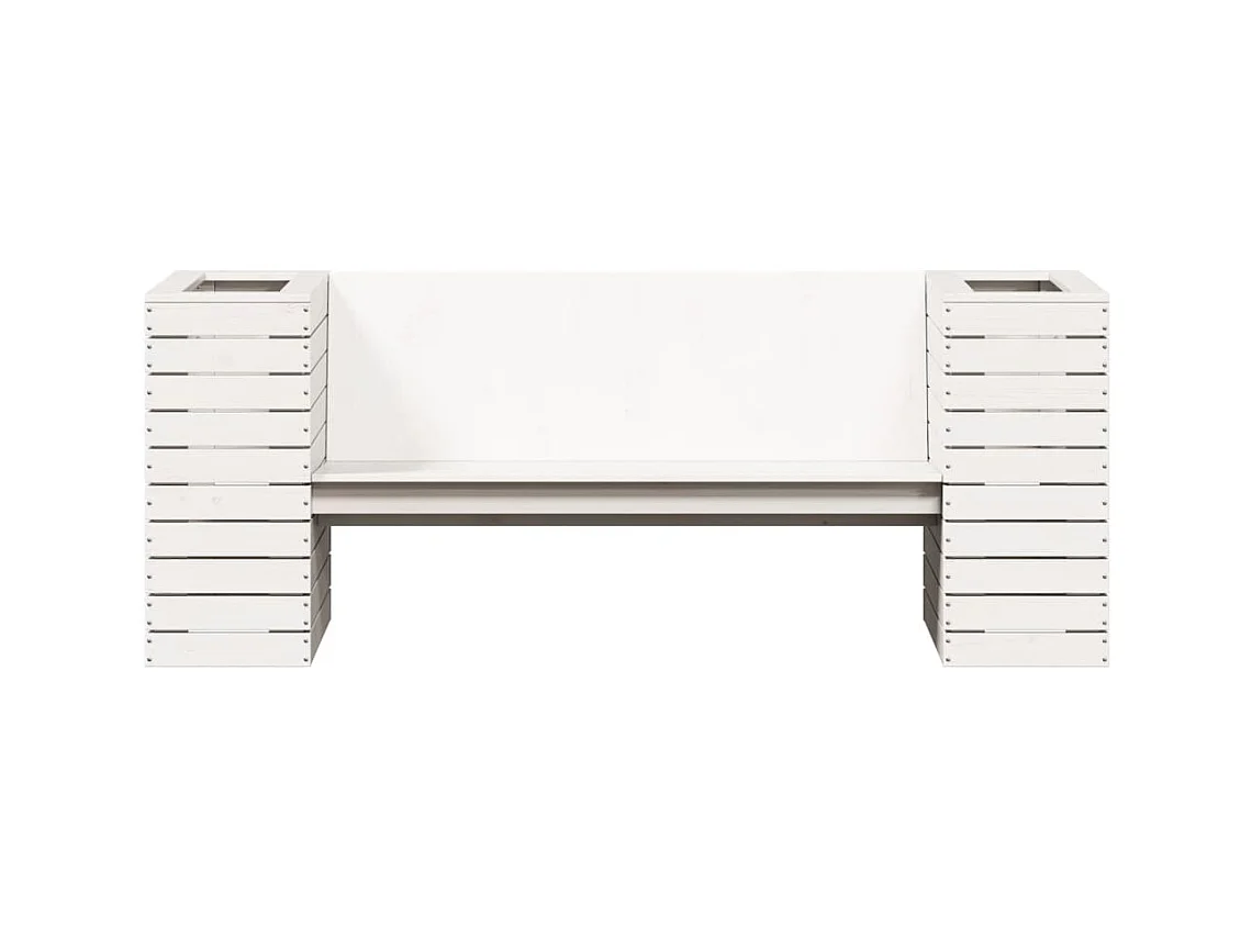 Banc avec jardinières blanc 167,5x60x65 cm bois massif de pin