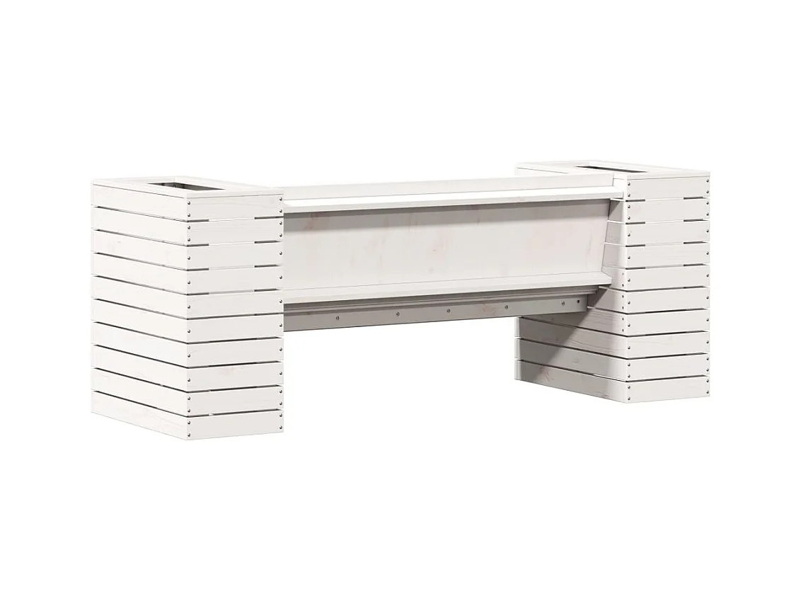 Banc avec jardinières blanc 167,5x60x65 cm bois massif de pin