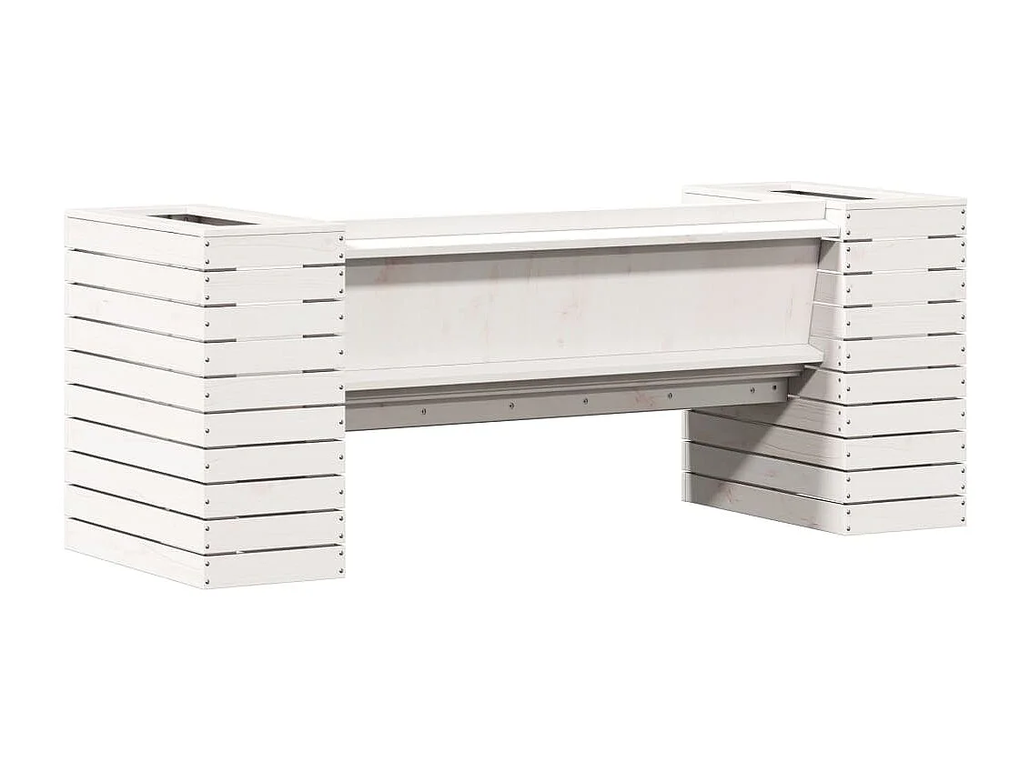 Banc avec jardinières blanc 167,5x60x65 cm bois massif de pin