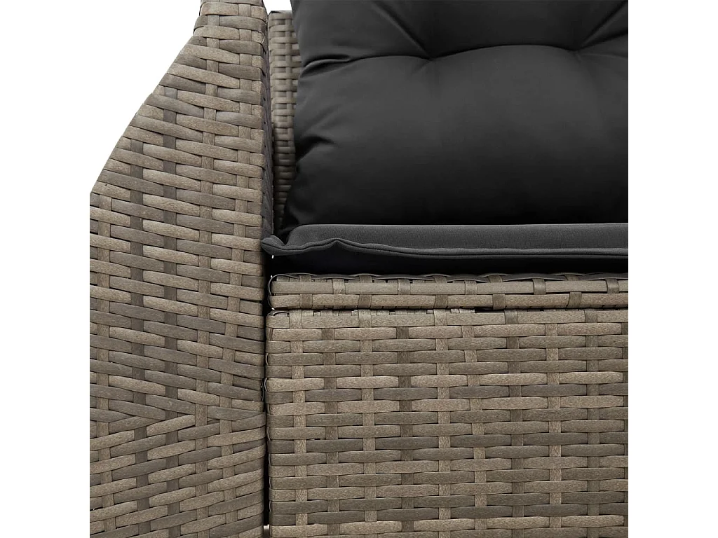 Canapé de jardin 2 places avec coussins gris résine tressée