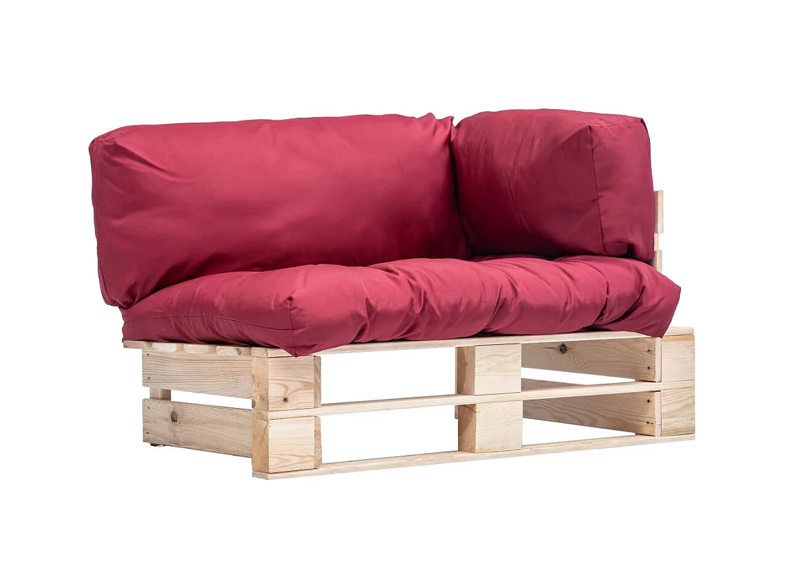 Canapé de jardin palette avec coussins rouge Pinède