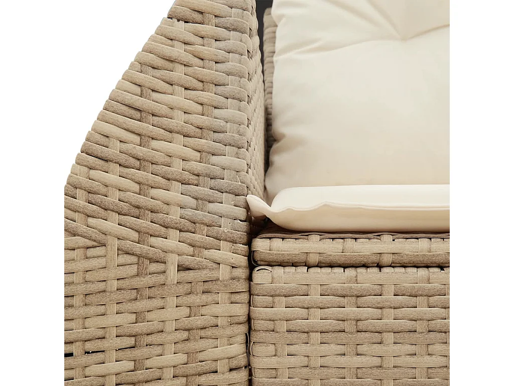 Canapé de jardin avec coussins 2 places beige résine tressée