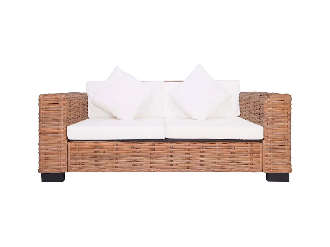Set divano da giardino 2 pezzi con cuscini Rattan naturale