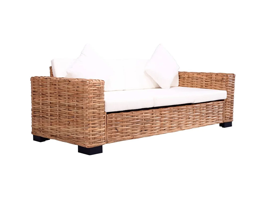 Set divano da giardino 2 pezzi con cuscini Rattan naturale