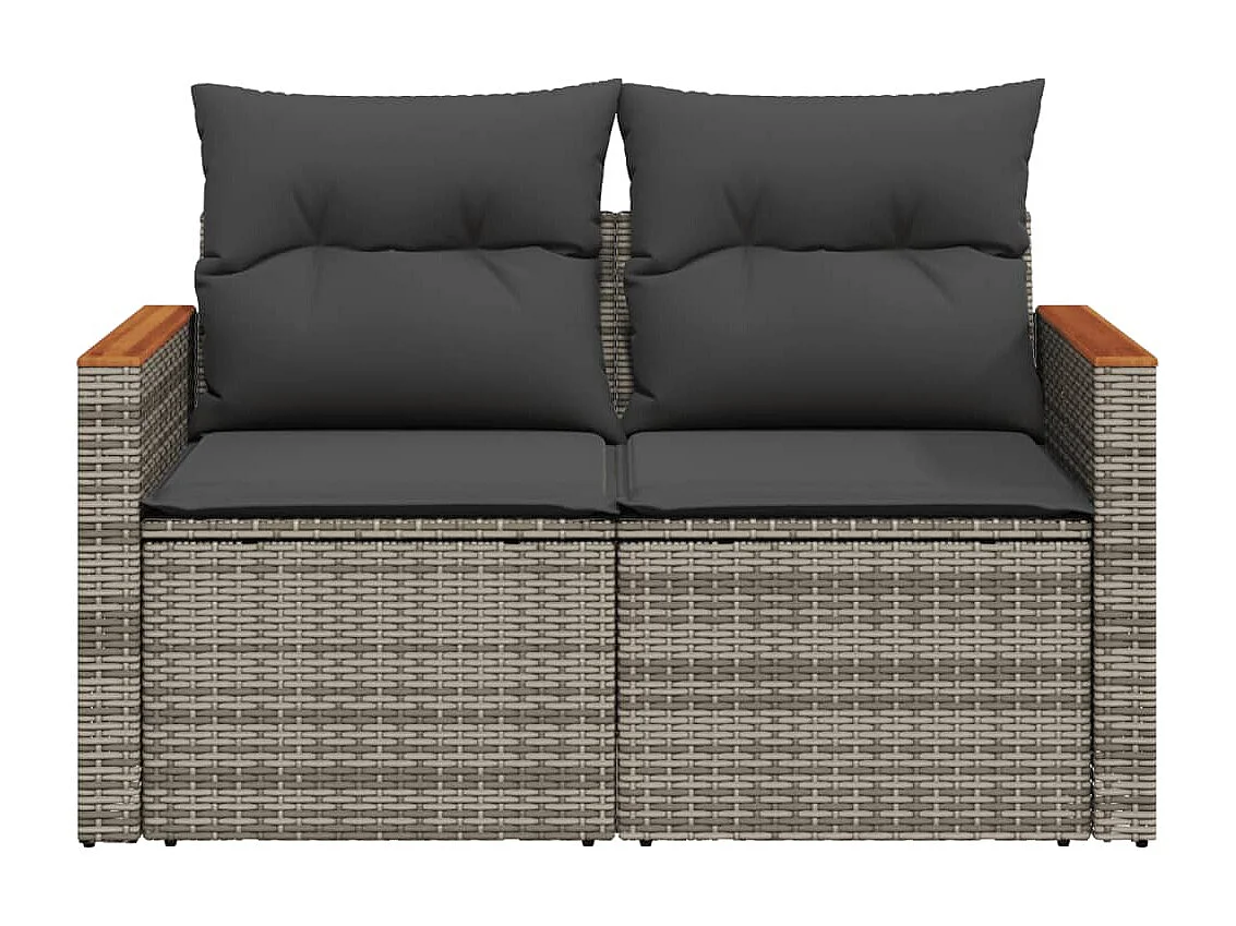 2-Sitzer-Gartensofa mit grauen geflochtenen Harzkissen
