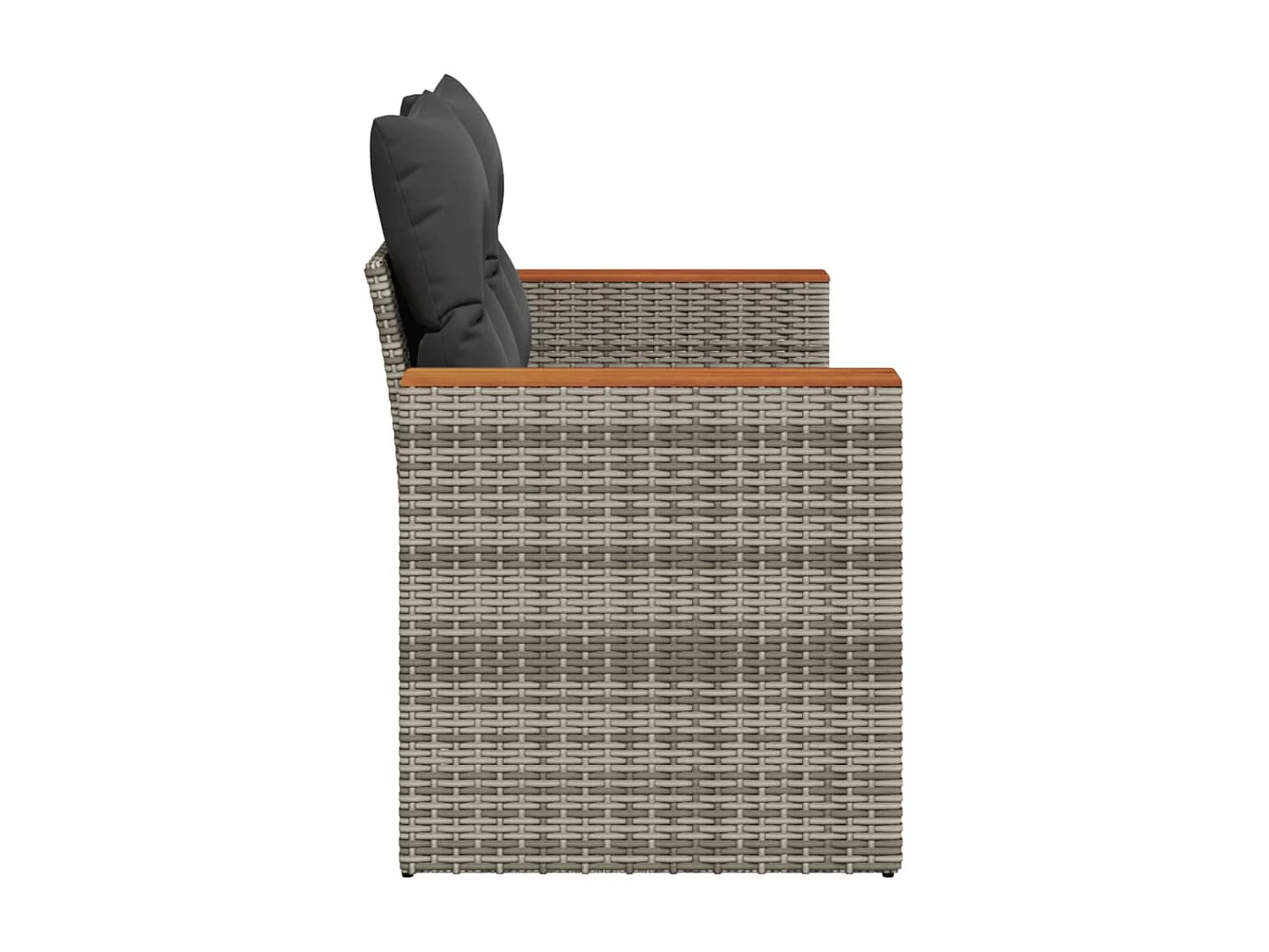 2-Sitzer-Gartensofa mit grauen geflochtenen Harzkissen