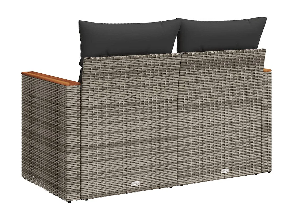 2-Sitzer-Gartensofa mit grauen geflochtenen Harzkissen