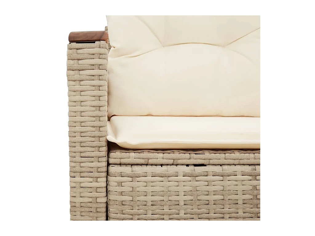 Canapé de jardin avec coussins 2 places beige résine tressée