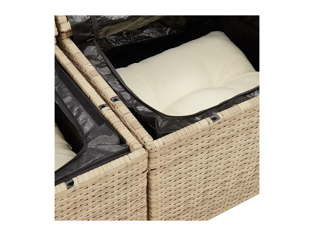 Canapé de jardin avec coussins 2 places beige résine tressée