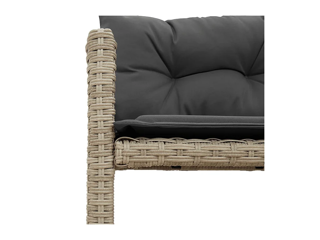 Canapé de jardin et table et coussins en forme de L gris clair