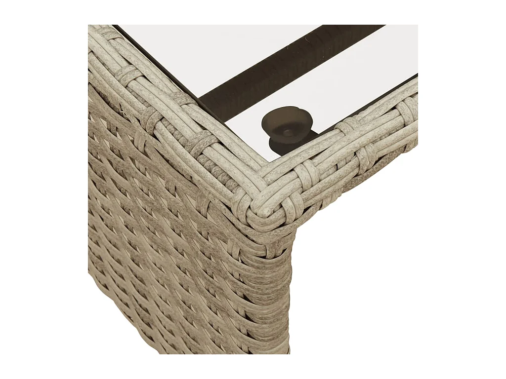 Canapé de jardin et table et coussins en forme de L gris clair