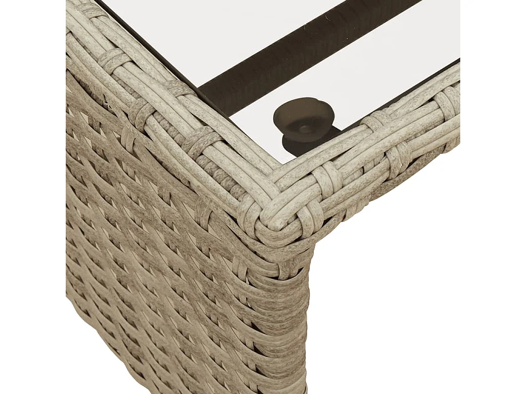 Canapé de jardin et table et coussins en forme de L gris clair