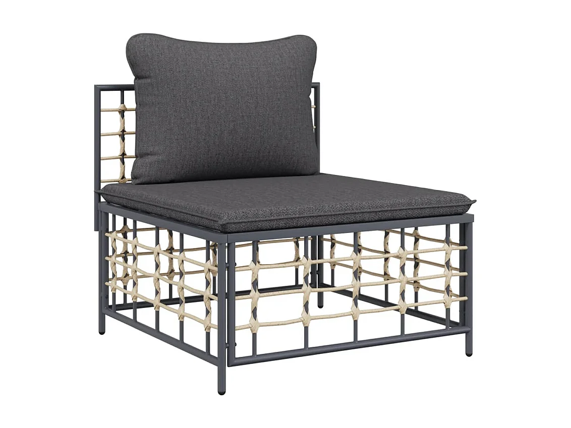 Mobili da giardino 5 pezzi con cuscini in resina intrecciata antracite