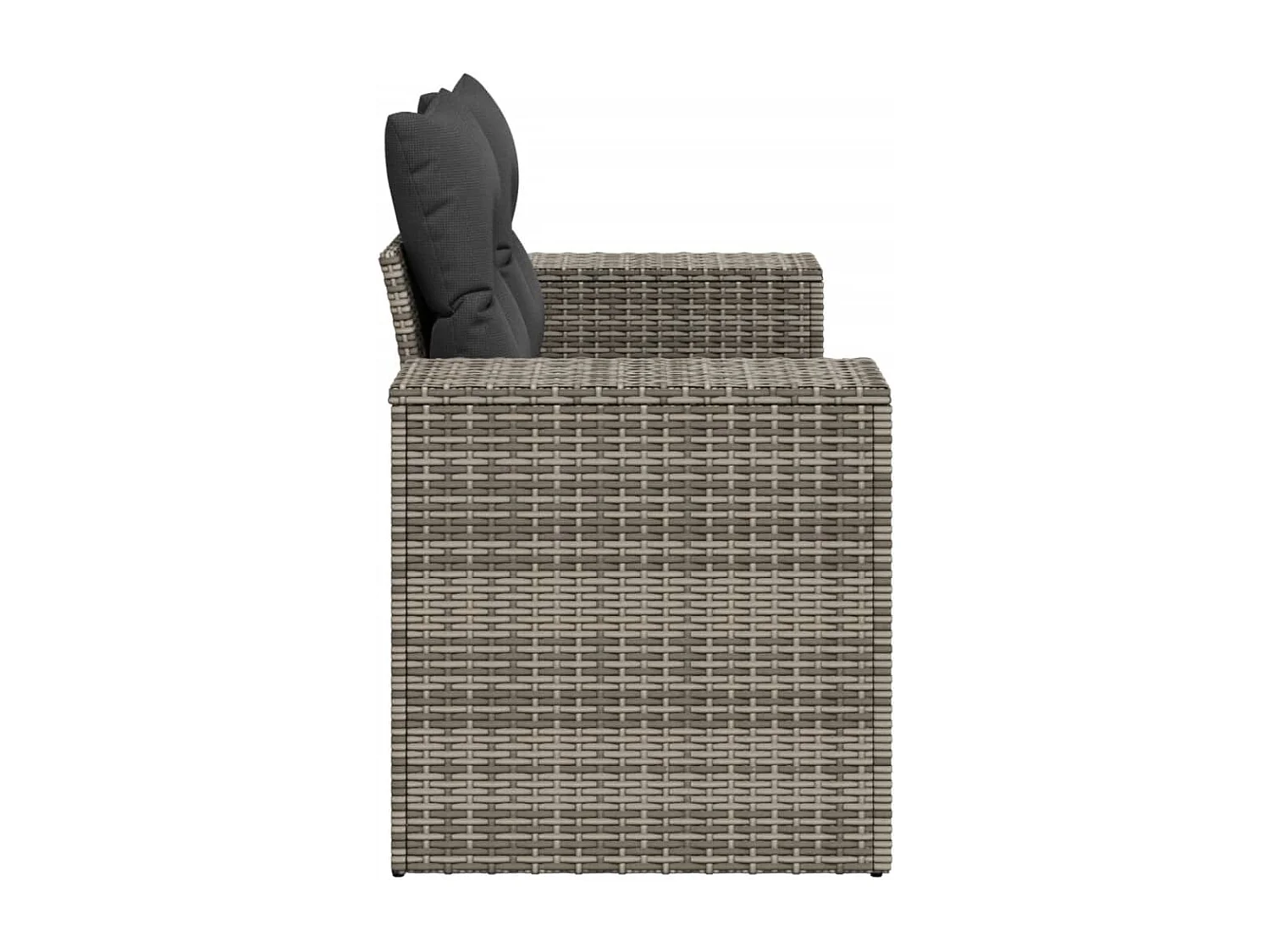 Canapé de jardin 2 places avec coussins gris résine tressée