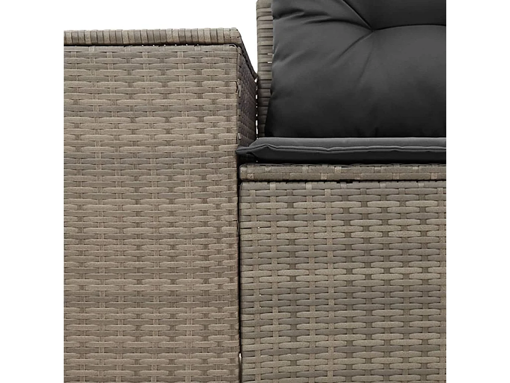 Canapé de jardin 2 places avec coussins gris résine tressée