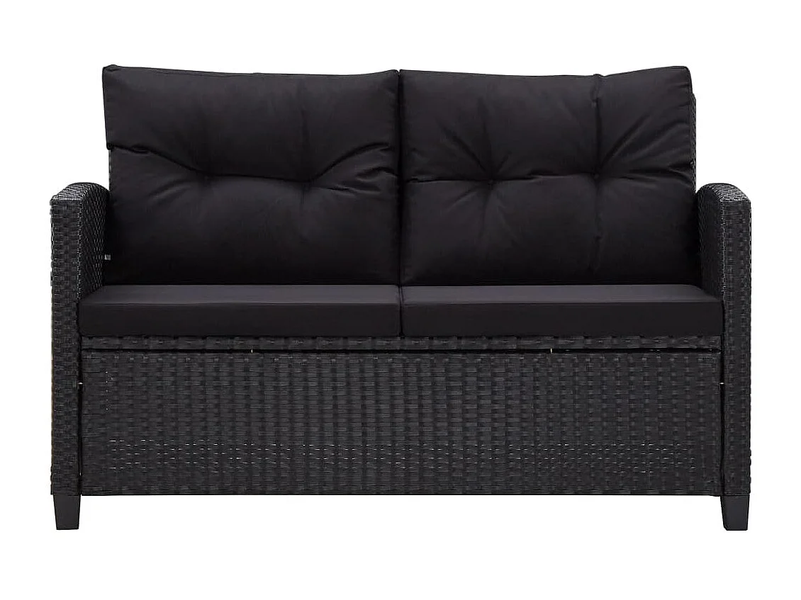 Canapés de jardin 6 pcs avec coussins Résine tressée Noir