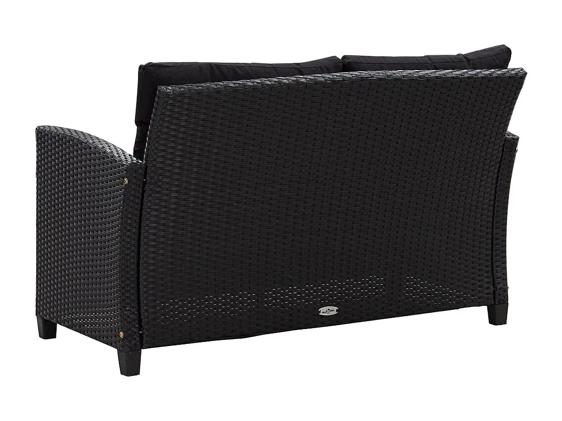 Canapés de jardin 6 pcs avec coussins Résine tressée Noir