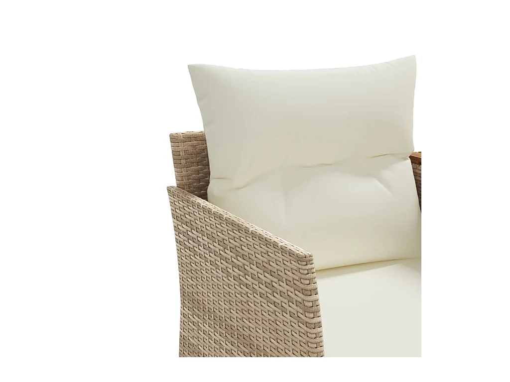 Canapé de jardin 2 places avec tabourets beige résine tressée