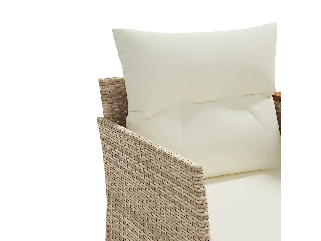 Canapé de jardin 2 places avec tabourets beige résine tressée