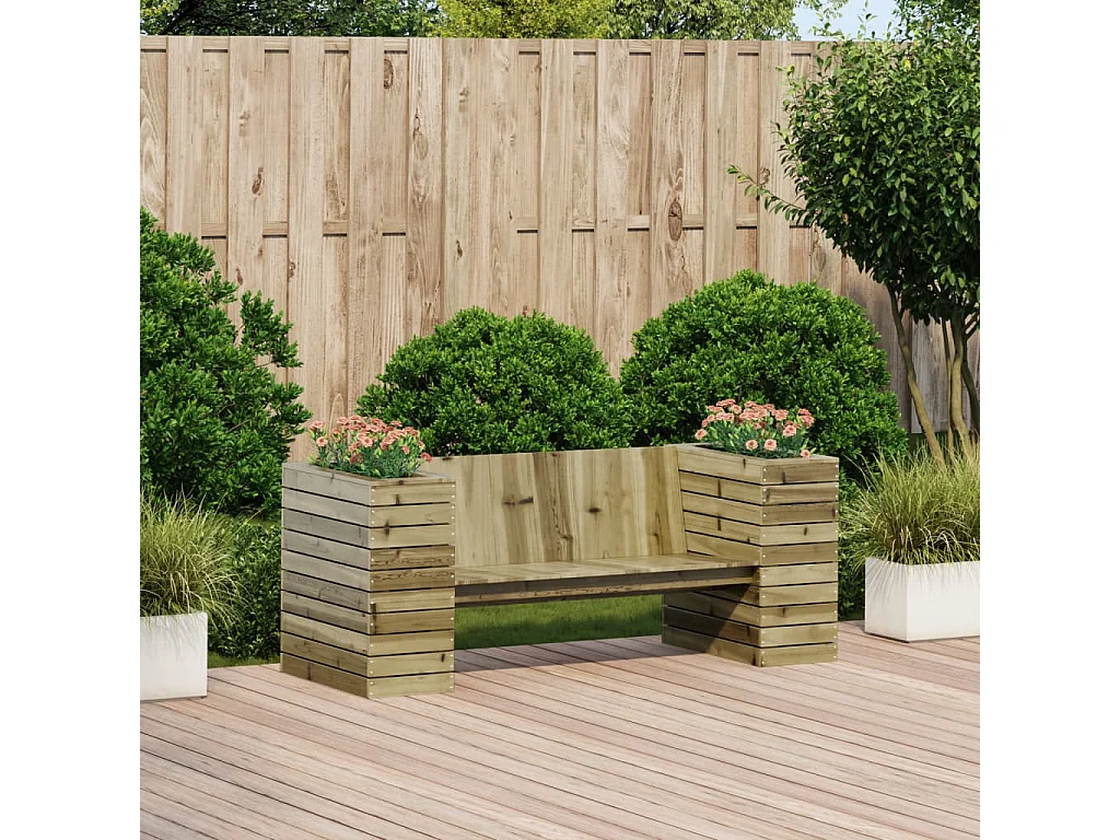 Banc avec jardinières 167,5x60x65 cm bois de pin imprégné