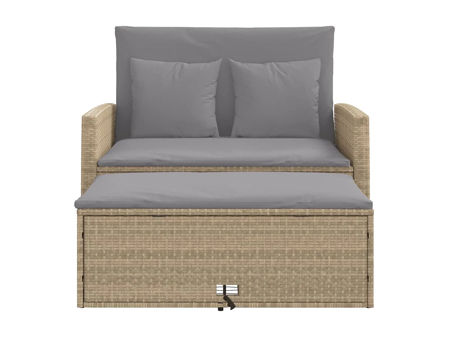 Canapé de jardin avec coussins 2 places beige résine tressée