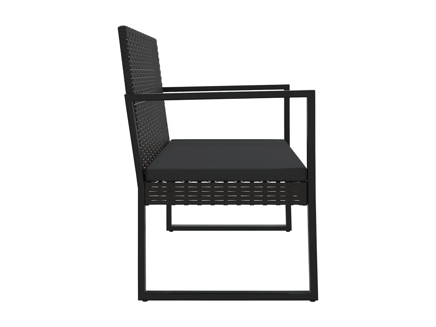 4 peças de móveis de jardim com almofadas pretas de vime de resina