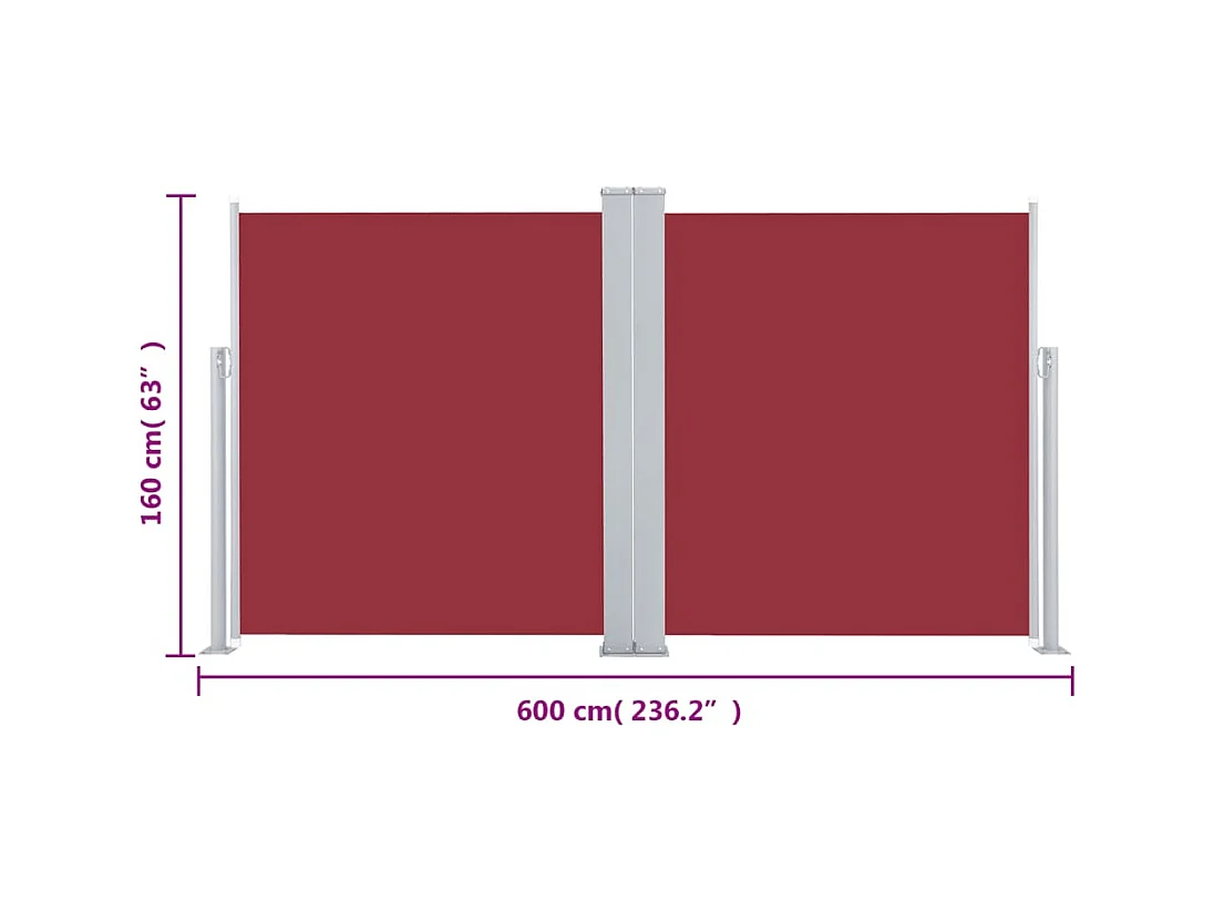 Uitschuifbare zijluifel Rood 160 x 600 cm