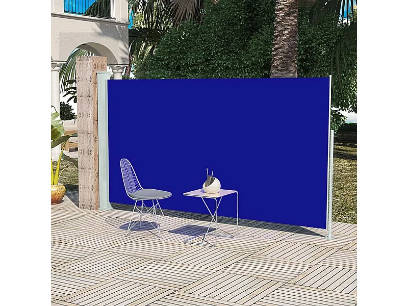 Toldo lateral retrátil para pátio 160x300 cm azul