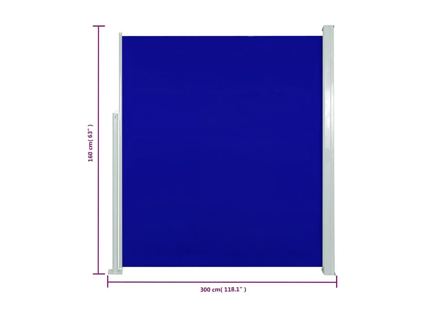 Toldo lateral retrátil para pátio 160x300 cm azul