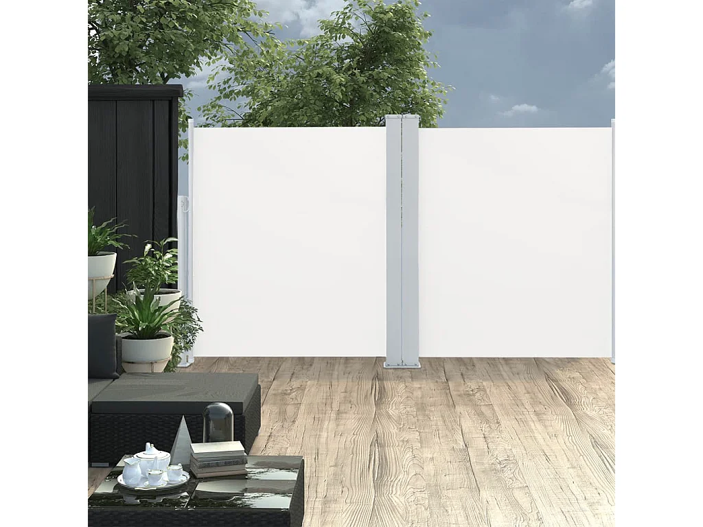 Tenda laterale doppia per patio retrattile 170x600 cm Crema