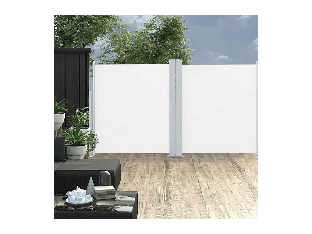 Tenda laterale doppia per patio retrattile 170x600 cm Crema