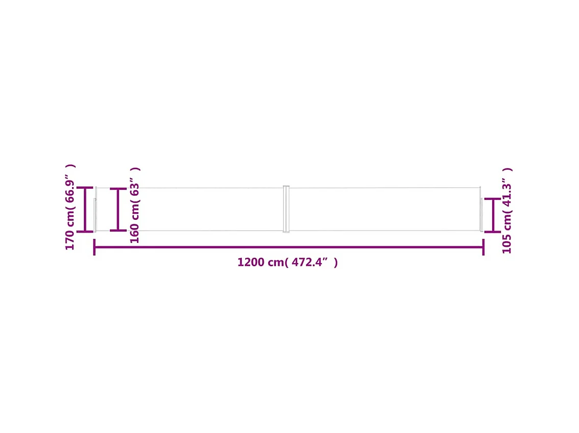 Auvent latéral rétractable de patio 170x1200 cm Rouge
