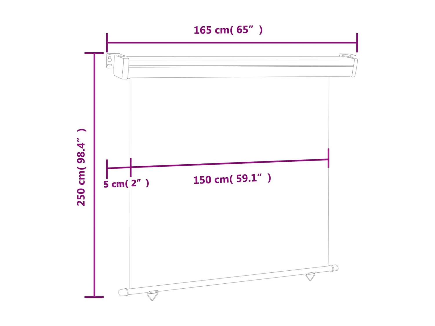 Auvent latéral de balcon 160x250 cm Gris