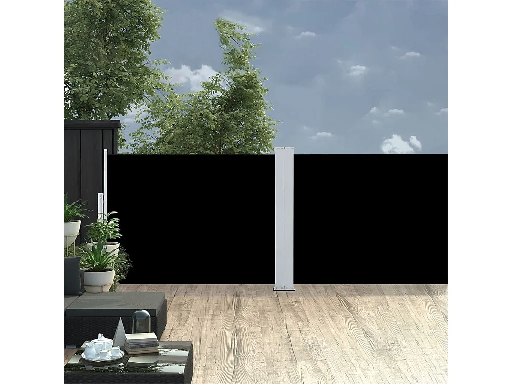 Toldo lateral retráctil Negro 100 x 1000 cm