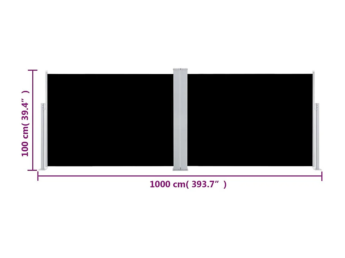 Toldo lateral retráctil Negro 100 x 1000 cm