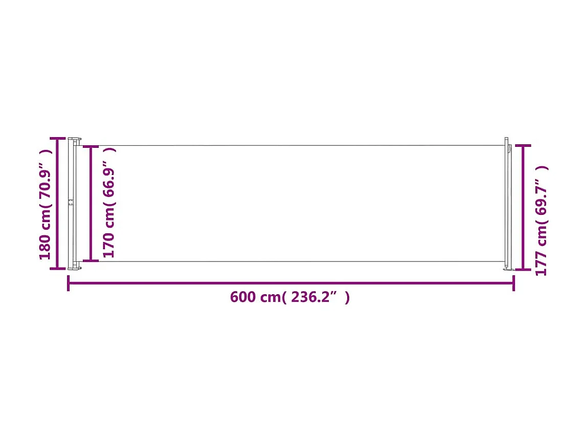 Auvent latéral rétractable de patio 180x600 cm Rouge