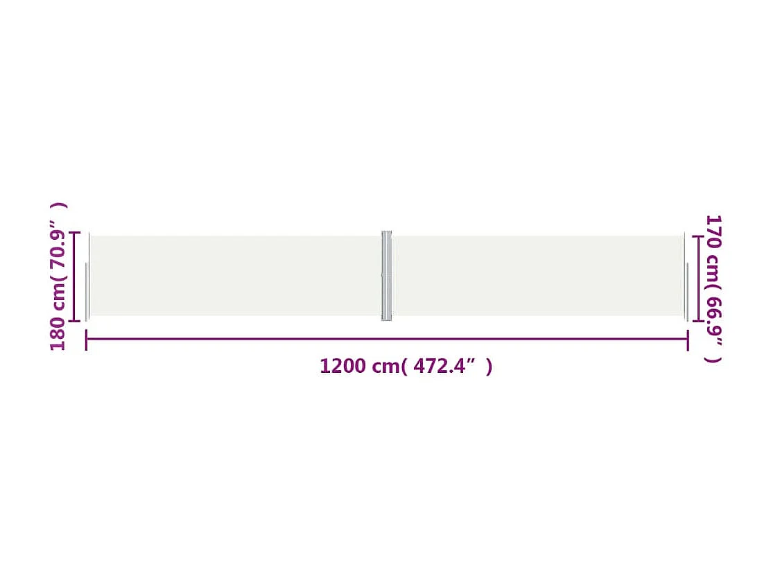 Toldo lateral retrátil Creme 180x1200 cm