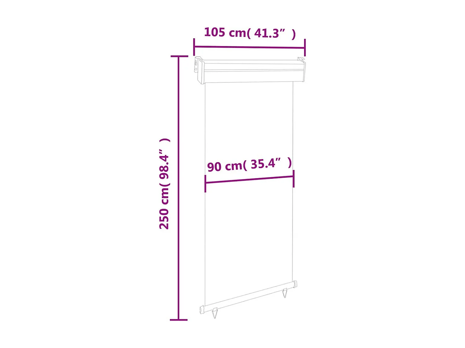 Tenda laterale per balcone 105x250 cm Grigia