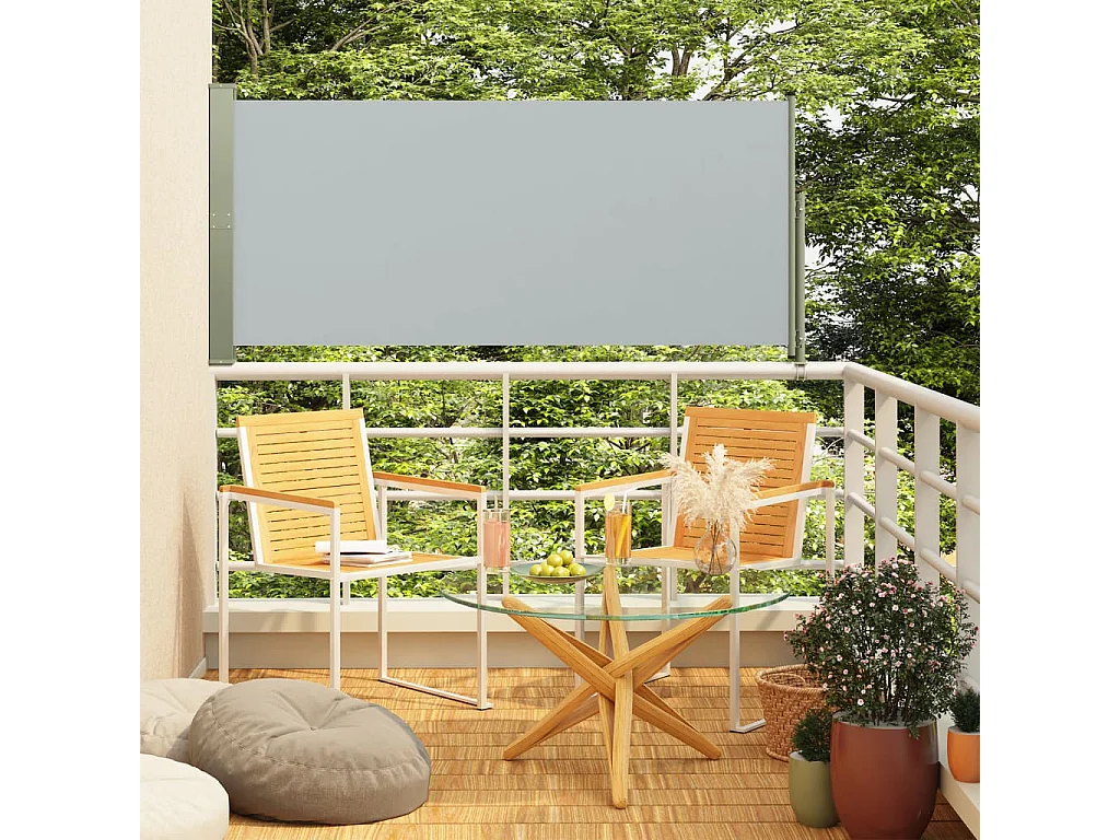 Auvent latéral rétractable de patio 140x300 cm Gris