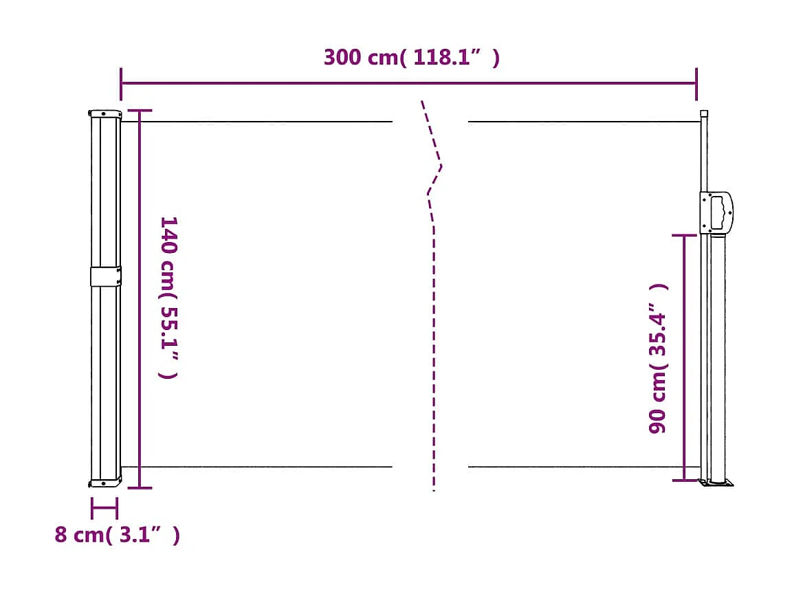 Tenda laterale retrattile blu 140x300 cm