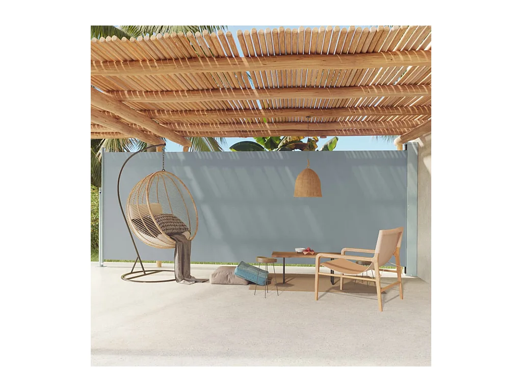 Auvent latéral rétractable de patio 200x600 cm Gris