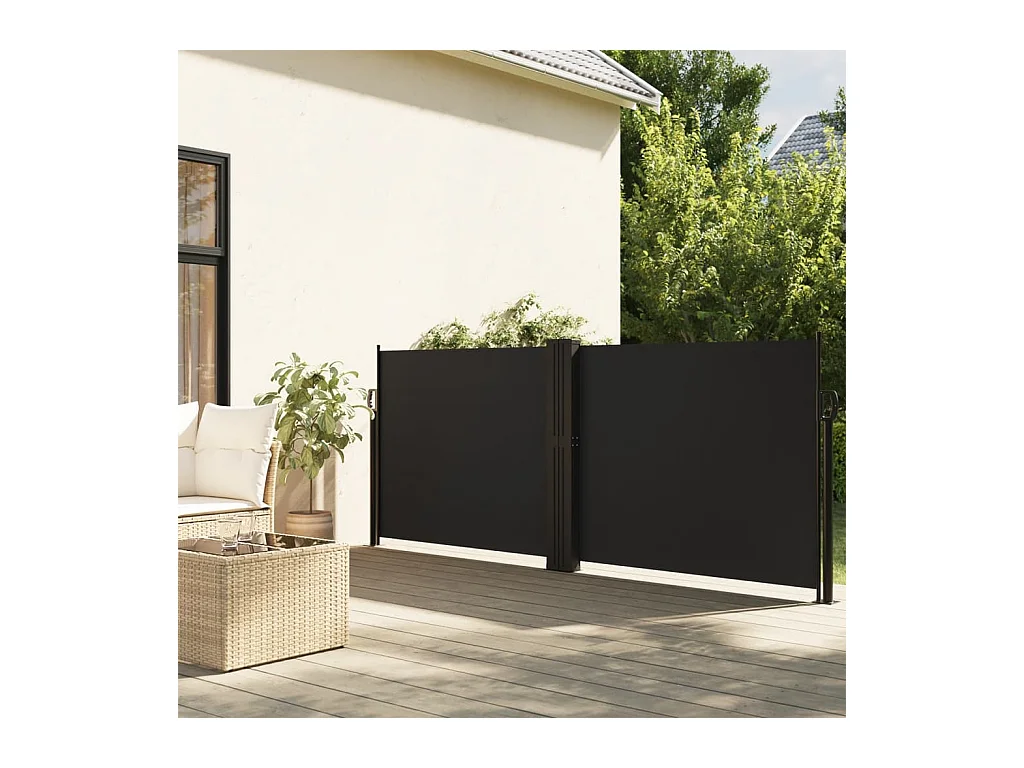Auvent latéral rétractable noir 120x1200 cm