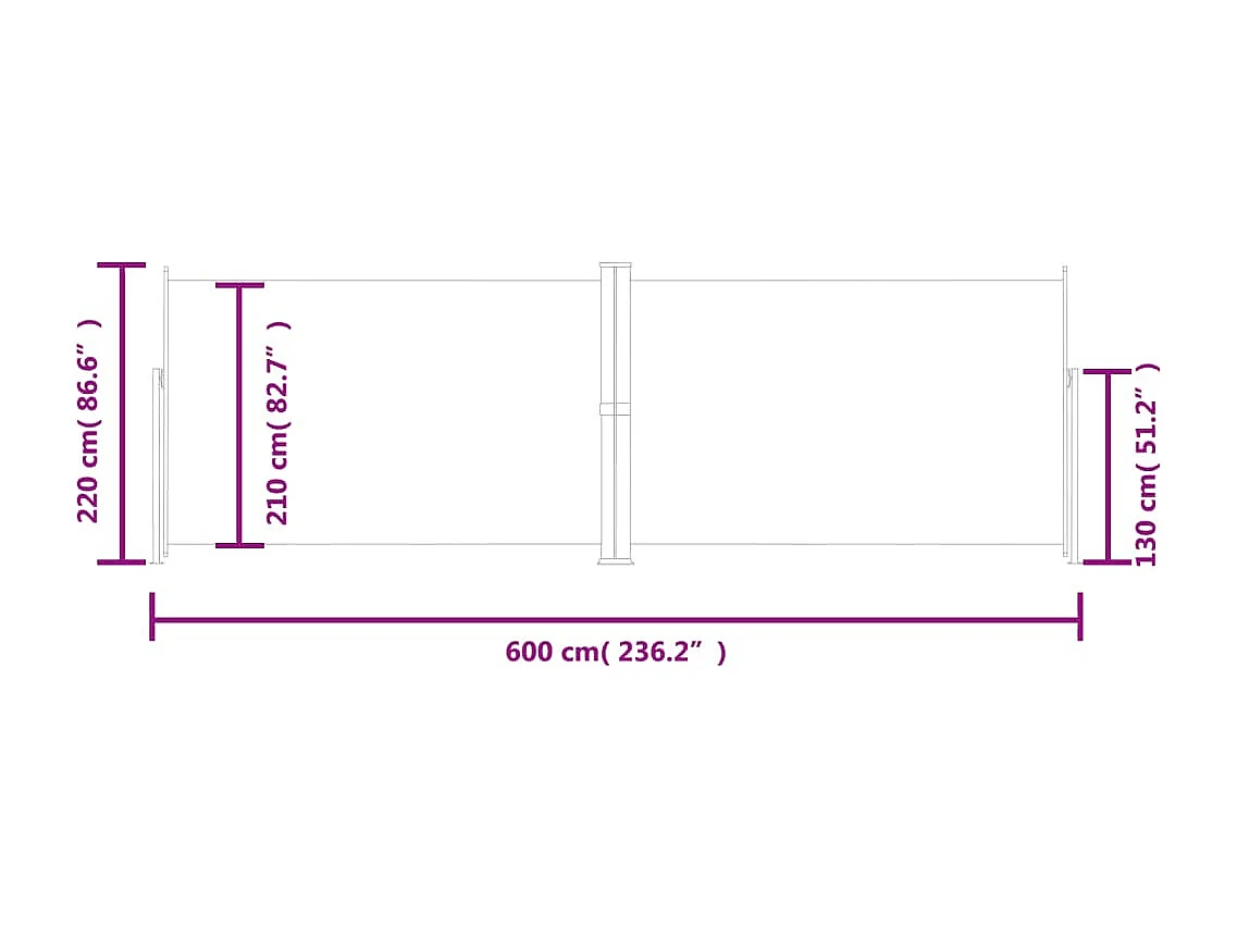 Toldo lateral retráctil Azul 220x600 cm