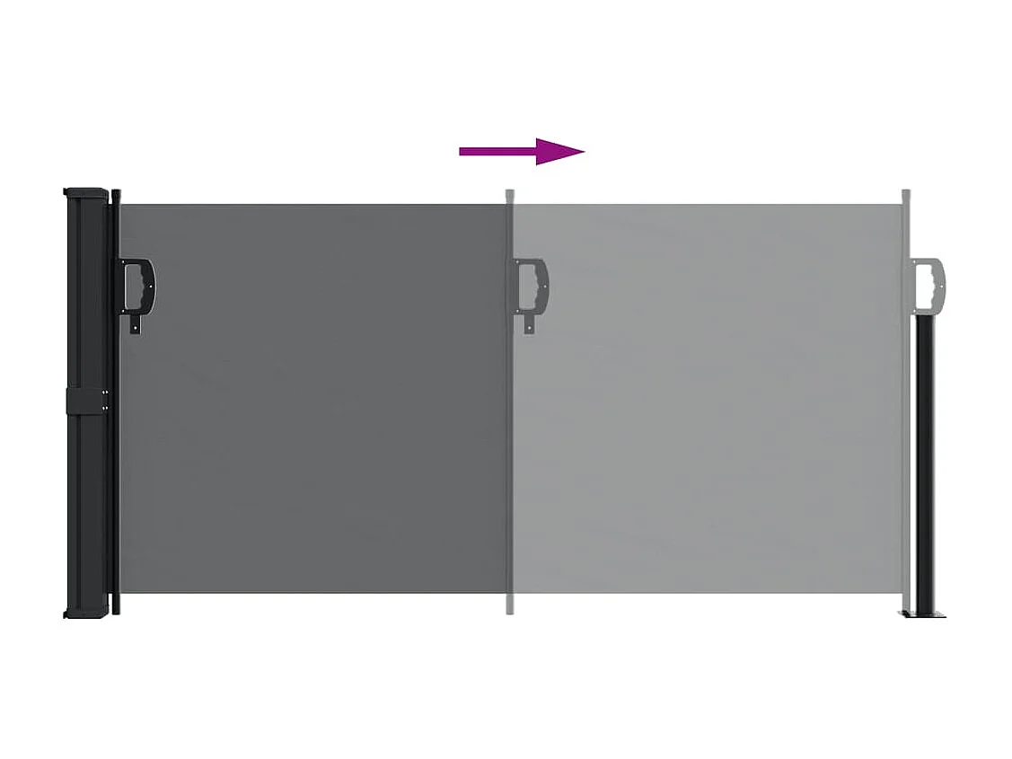 Toldo lateral retrátil preto 100x500 cm