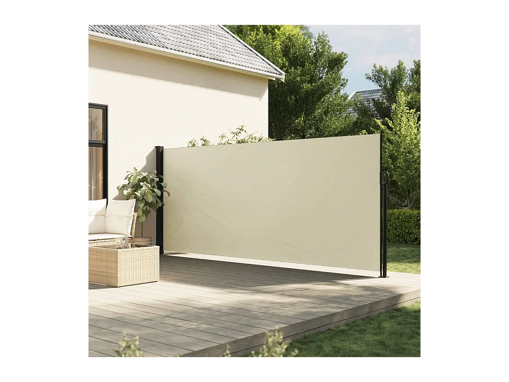 Cremefarbene einziehbare Seitenmarkise 180 x 300 cm