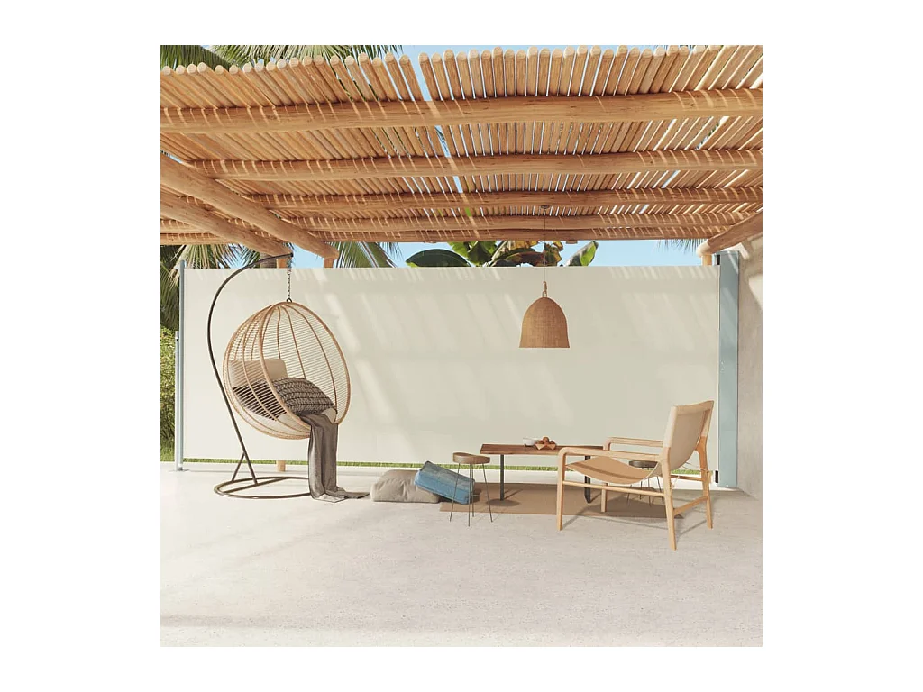 Auvent latéral rétractable de patio 200x600 cm Crème