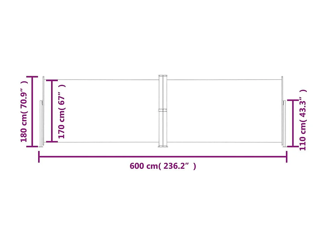Toldo lateral retráctil Azul 180x600 cm