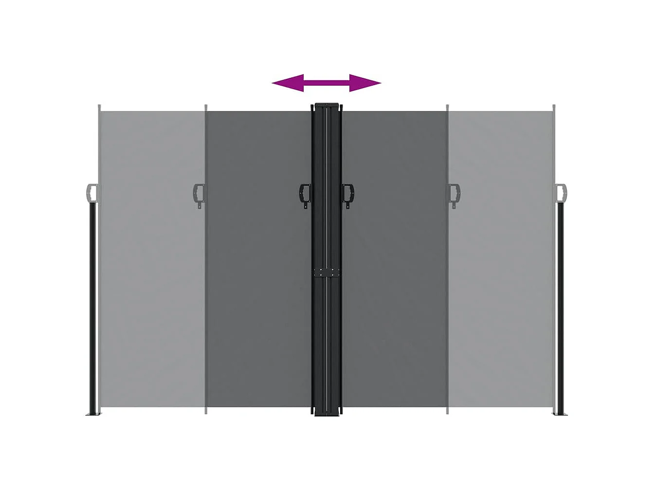 Zwarte uitschuifbare zijluifel 220x600 cm