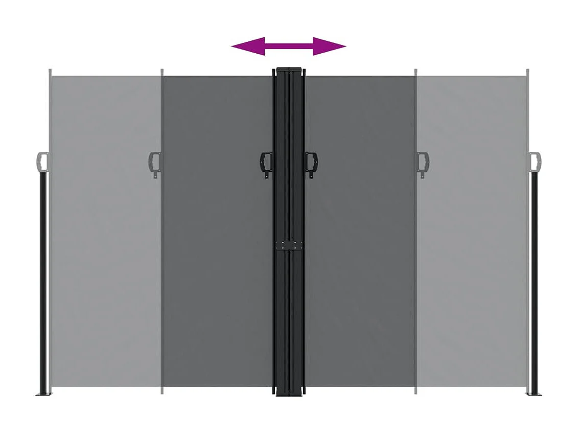 Zwarte uitschuifbare zijluifel 220x600 cm