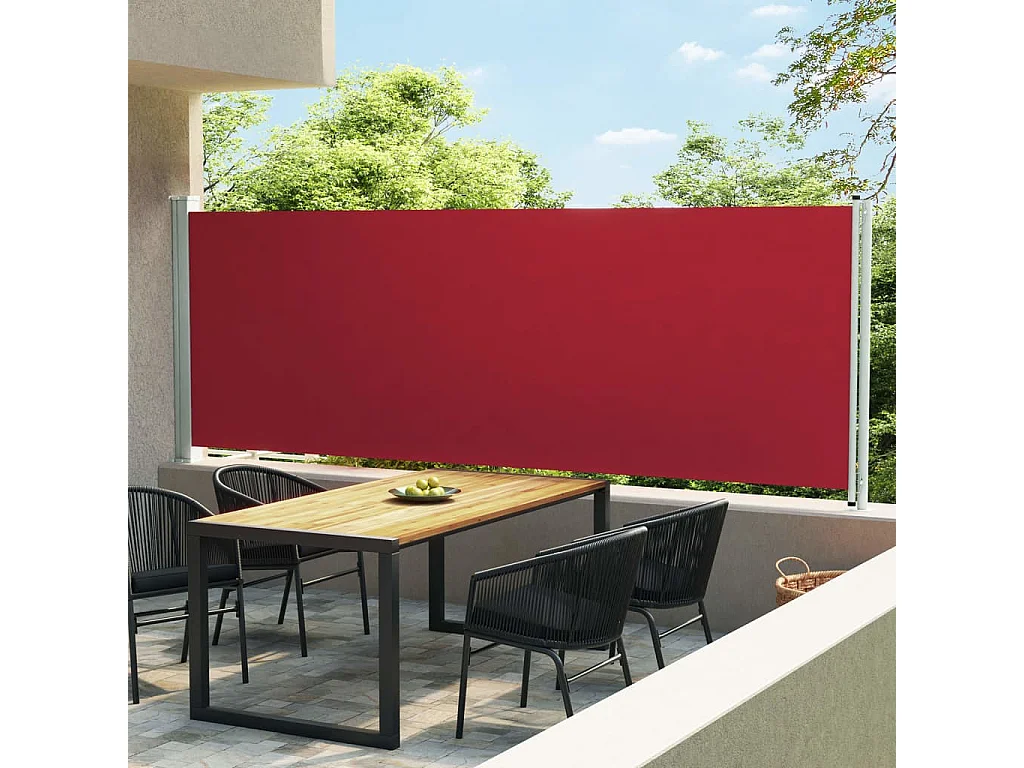 Auvent latéral rétractable de patio 600x160 cm Rouge